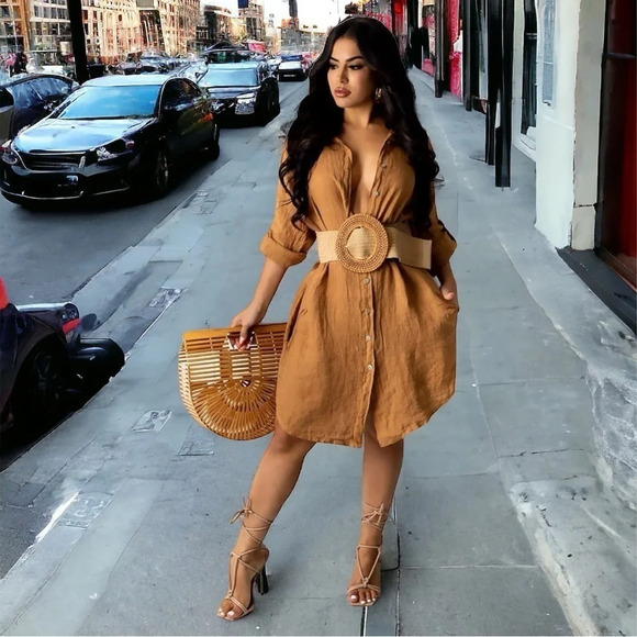 Women’s Summer Linen Dress NWT (belt is not included) - Picture 2 of 4